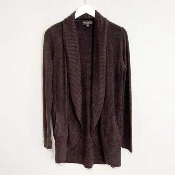 Barefoot Dreams Cozychic Lite Circle Cardigan open pockets brown Size XS / S - Picture 2 of 9
